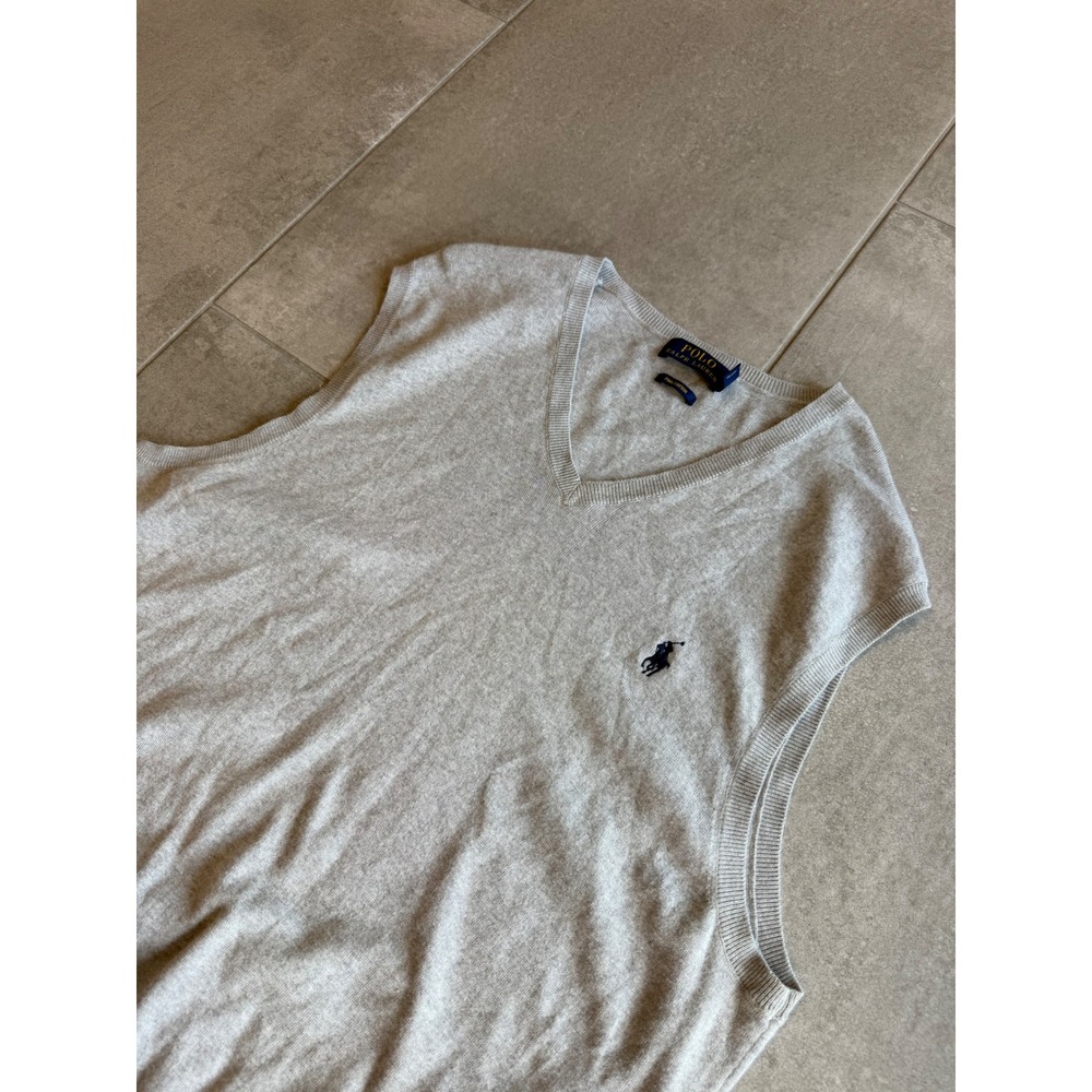 Polo Ralph Lauren Gray Pima Cotton V-Neck Sweater Vest Mens Large Pony Logo - Picture 2 of 8